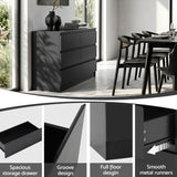 Artiss 6 Chest of Drawers Lowboy Black - Close-Up Angle