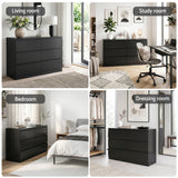 Artiss 6 Chest of Drawers Lowboy Black - Low Angle