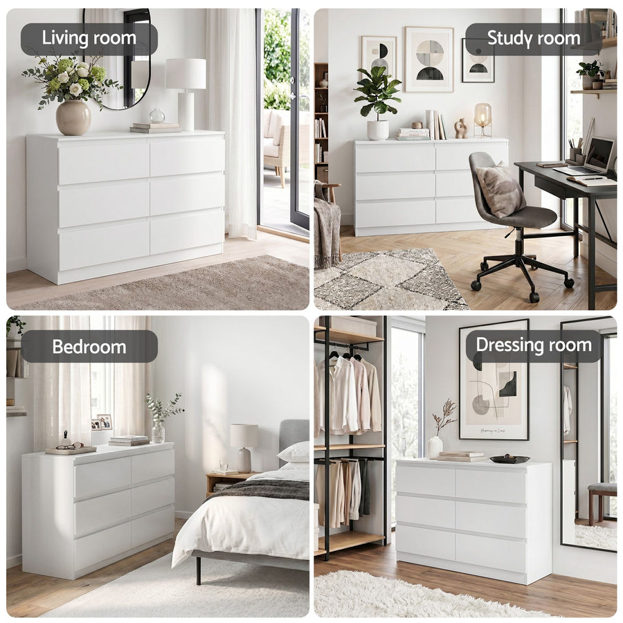 Artiss 6 Chest of Drawers Lowboy White