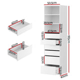 Artiss 6 Chest of Drawers Tallboy Cabinet White - Side View