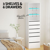 Artiss 6 Chest of Drawers Tallboy Cabinet White - 45-Degree Angle