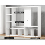 Artiss Entertainment Center Unit TV Stand TV Cabinet Open Shelves 183CM White - Low Angle