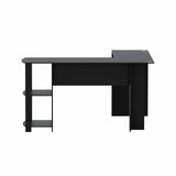 Artiss Computer Desk Shelf L-Shape Black 136CM - Side View