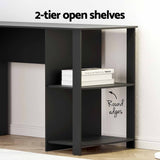 Artiss Computer Desk Shelf L-Shape Black 136CM - Top-Down View
