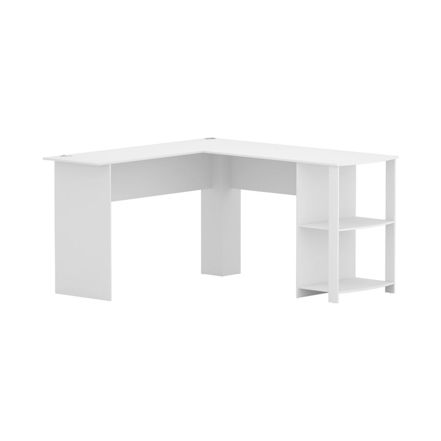 Artiss Computer Desk Shelf L-Shape White 136CM, image 7