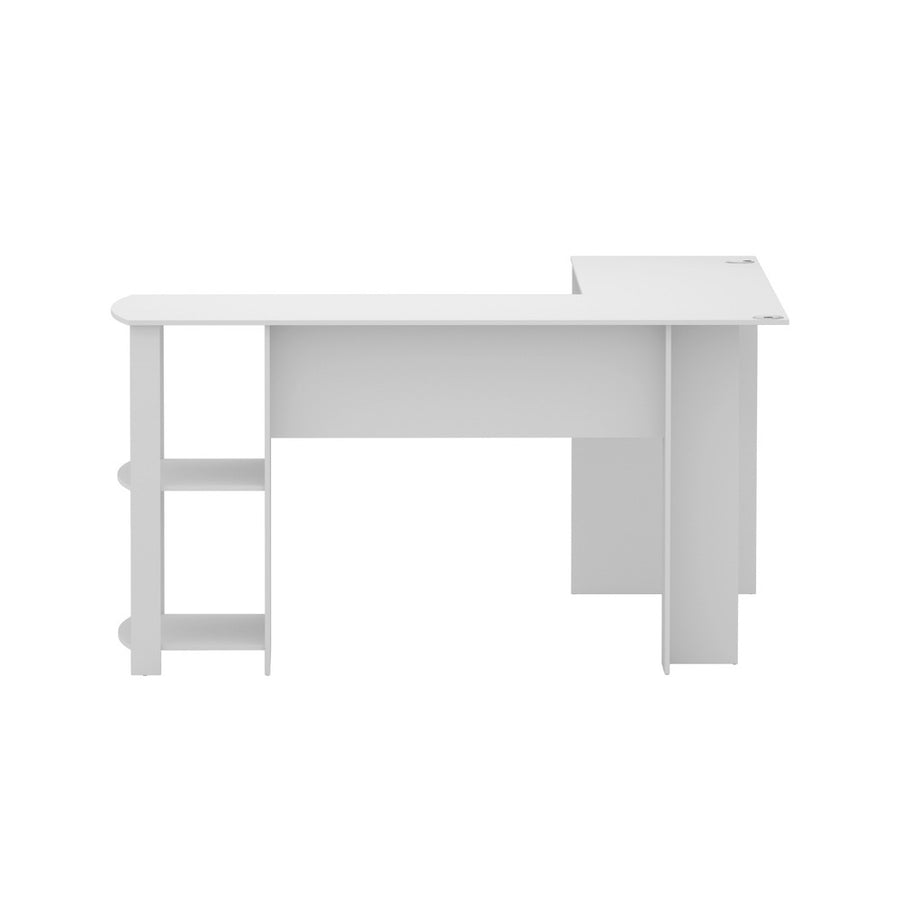 Artiss Computer Desk Shelf L-Shape White 136CM, image 3