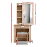 Artiss Dressing Table Stool Set Sliding Mirror Oak Demi - Top-Down View