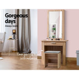 Artiss Dressing Table Stool Set Sliding Mirror Oak Demi - 45-Degree Angle