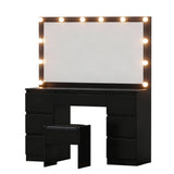 Artiss Dressing Table Vanity Desk Set Stool 12 Led Bulbs Black - Low Angle