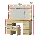 Artiss Dressing Table Vanity Desk Set Stool 12 Led Bulbs Wood