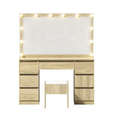 Artiss Dressing Table Vanity Desk Set Stool 12 Led Bulbs Wood - Top-Down View