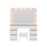 Artiss Dressing Table Vanity Desk Set Stool 12 Led Bulbs White - Side View
