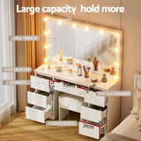 Artiss Dressing Table Vanity Desk Set Stool 12 Led Bulbs White - 45-Degree Angle