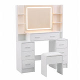 Artiss Dressing Table Vanity Desk Set Stool LED Charging Station White - Top-Down View