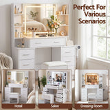 Artiss Dressing Table Vanity Desk Set Stool LED Charging Station White - Extra Image