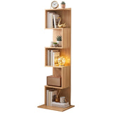 Artiss 5 Tiers Bookshelf S-shaped Bookcase Oak - Front View