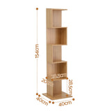 Artiss 5 Tiers Bookshelf S-shaped Bookcase Oak - Top-Down View