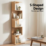 Artiss 5 Tiers Bookshelf S-shaped Bookcase Oak - Rear View