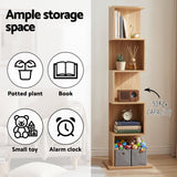 Artiss 5 Tiers Bookshelf S-shaped Bookcase Oak - Close-Up Angle