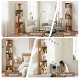 Artiss 5 Tiers Bookshelf S-shaped Bookcase Oak - Low Angle