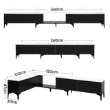 Artiss TV Cabinet Entertainment Unit Stand Extendable Black - Side View