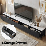 Artiss TV Cabinet Entertainment Unit Stand Extendable Black - Rear View