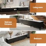 Artiss TV Cabinet Entertainment Unit Stand Extendable Black - Low Angle