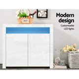 Artiss Buffet Sideboard LED - ARNO White - 45-Degree Angle