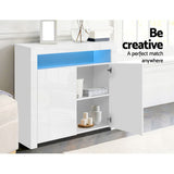 Artiss Buffet Sideboard LED - ARNO White - Low Angle