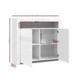 Artiss Buffet Sideboard LED - ARNO White - Side View