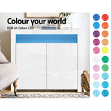 Artiss Buffet Sideboard LED - ARNO White - 45-Degree Angle