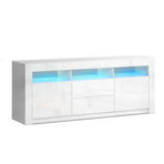 Artiss white 160cm LED entertainment unit TV cabinet with drawers, three open shelves