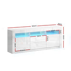 Artiss white 160cm LED entertainment unit TV cabinet with drawers, LED lighting