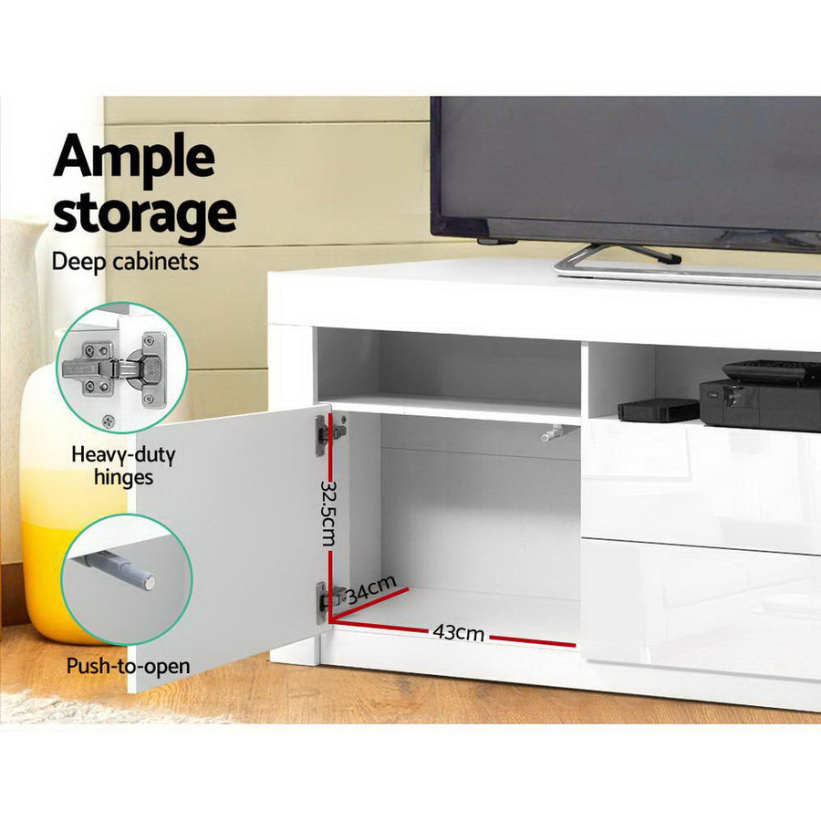 Artiss white 160cm LED entertainment unit TV cabinet with drawers, image 7