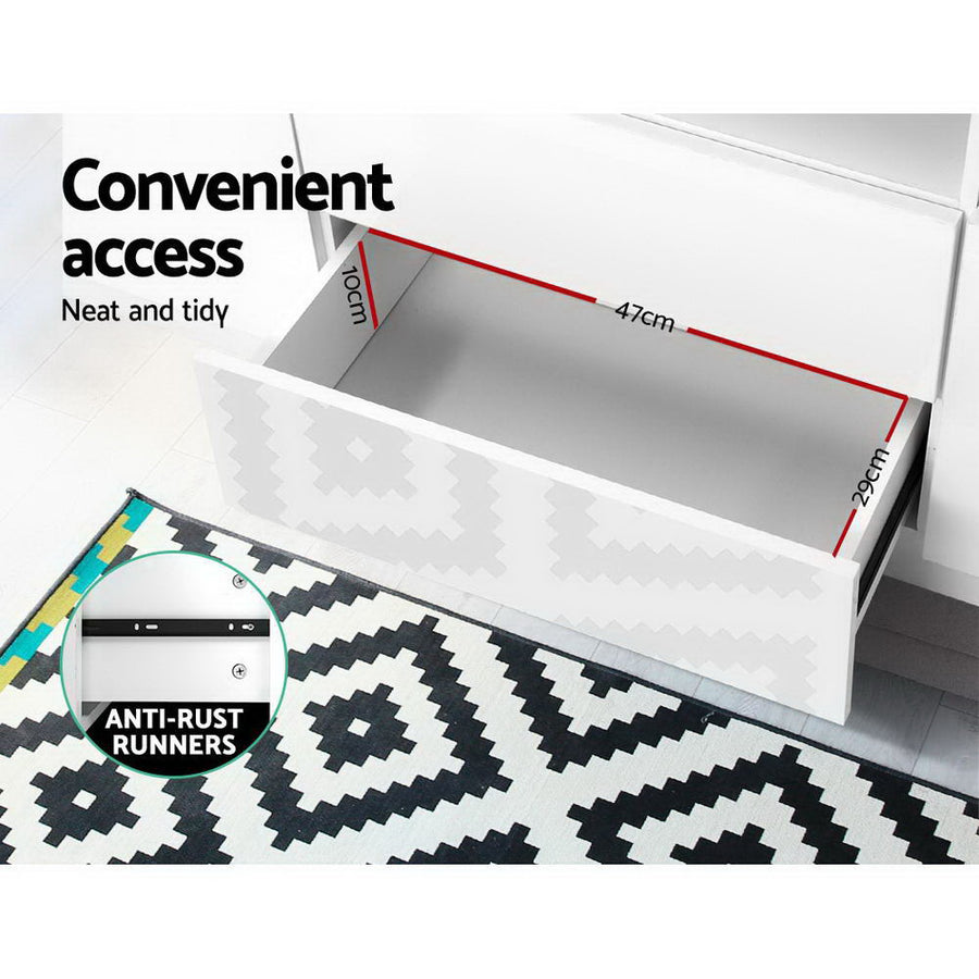 Artiss white 160cm LED entertainment unit TV cabinet with drawers, image 8