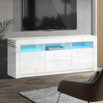 Artiss white 160cm LED entertainment unit TV cabinet with drawers