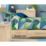 Artiss Bedside Table 2 Drawers - MAXI Pine - 45-Degree Angle