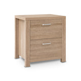 Artiss Bedside Table 2 Drawers - MAXI Pine - Close-Up Angle