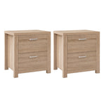 Artiss 2x Bedside Table 2 Drawers - MAXI Pine, image 2