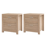 Artiss 2x Bedside Table 2 Drawers - MAXI Pine - Top-Down View