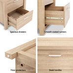 Artiss 2x Bedside Table 2 Drawers - MAXI Pine, image 5