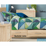 Artiss 2x Bedside Table 2 Drawers - MAXI Pine, image 6