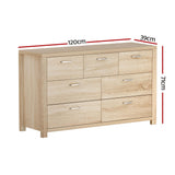 Artiss 7 Chest of Drawers - MAXI Pine - Top-Down View