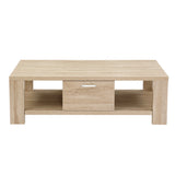 Artiss Coffee Table 1 Drawer Oak Maxi - Side View