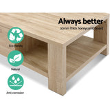 Artiss Coffee Table 1 Drawer Oak Maxi - 45-Degree Angle