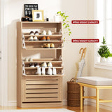 Artiss Shoe Cabinet Storage Drawer 45 Pairs Pine - Rear View