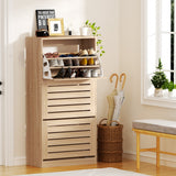 Artiss Shoe Cabinet Storage Drawer 45 Pairs Pine - Close-Up Angle