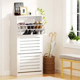 Artiss Shoe Cabinet Storage Drawer 45 Pairs White - Close-Up Angle