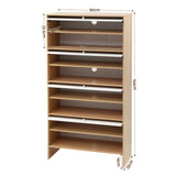 Artiss Narrow Shoe Cabinet Adjustable Shelves Flip-up Door White & Pine - Top-Down View