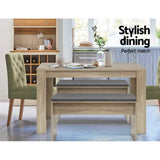 Artiss Dining Table Rectangular 4 Seater 120CM Oak Natu - Side View